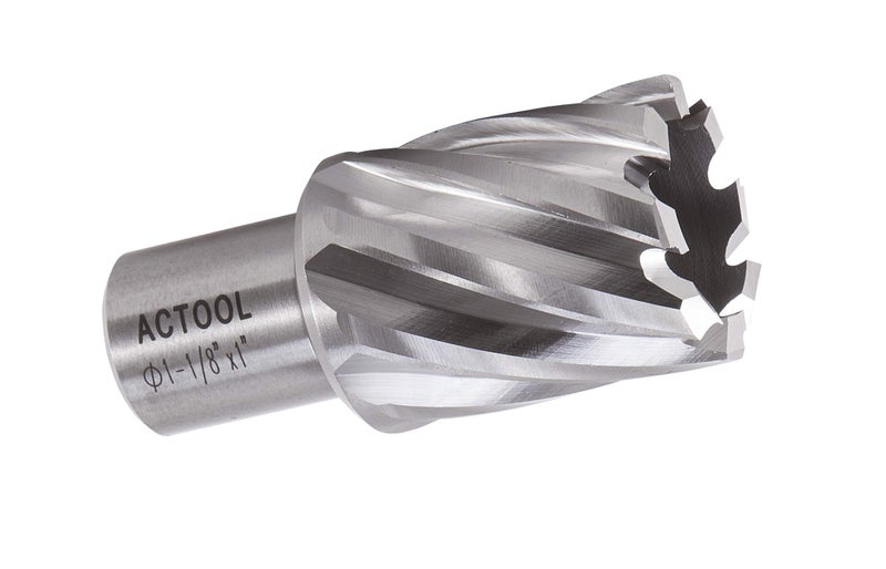ACTOOL 1-1/8" Diameter Ã— 1" Depth of Cut HSS ANNULAR Cutter with 3/4'' Weldon Shank - Image 1